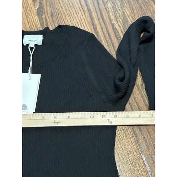 Seed Heritage Sweater Ribbed Knit Merino Wool Asymmetric Tunic Black Medium NEW - Picture 4 of 8